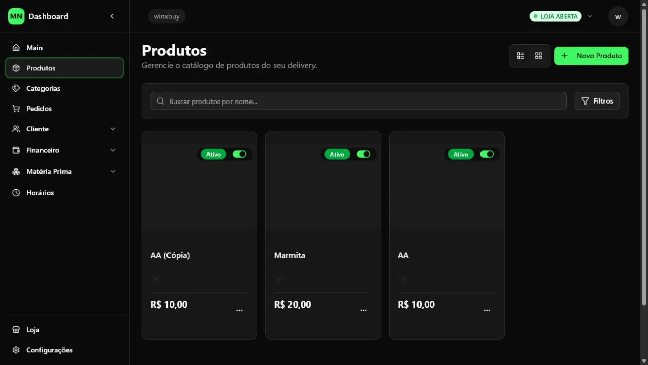 Gestão de produtos